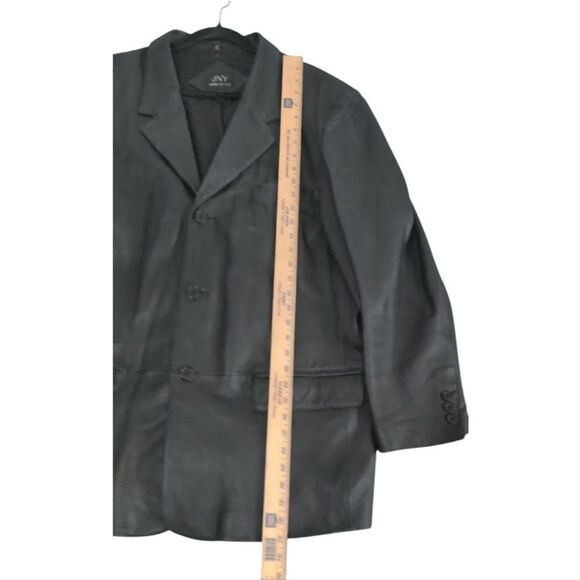Jones New York Black Leather Jacket Blazer Suit Jacket Size 50R - Picture 6 of 10